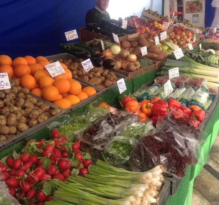 Bingley market fruit and veg stall