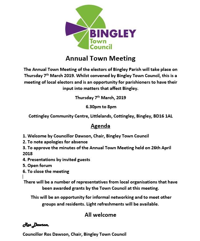 A poster for the 2019 Annual Town Meeting