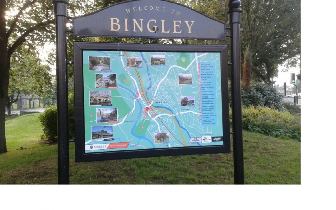 Bingley town map in Jubilee Gardens